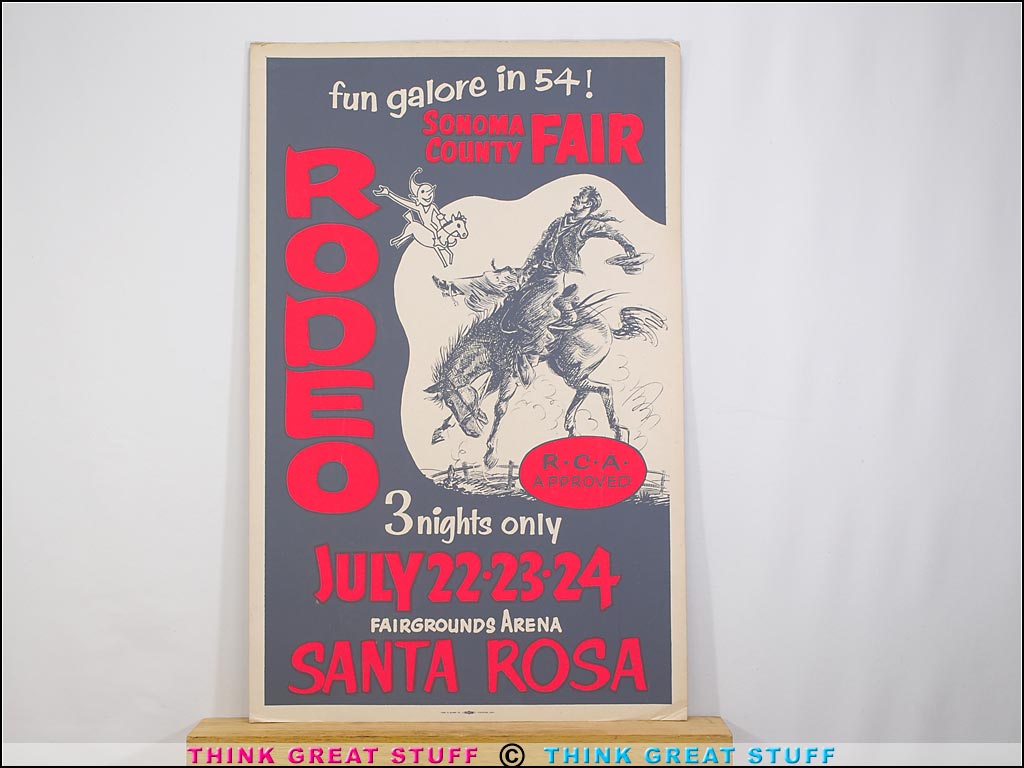 Product photo #101_0310 of SKU 21007000 (1954 Sonoma County Fair RODEO Original DayGlo Poster, Santa Rosa)